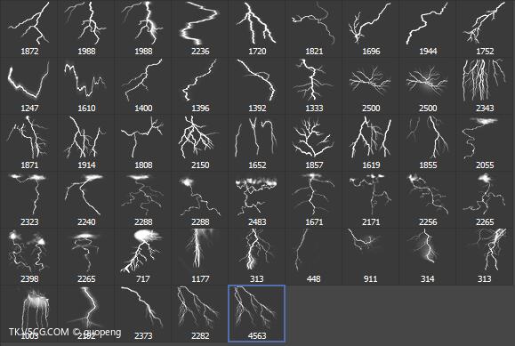 ps闪电笔刷50种高质量真实酷炫雷电素材